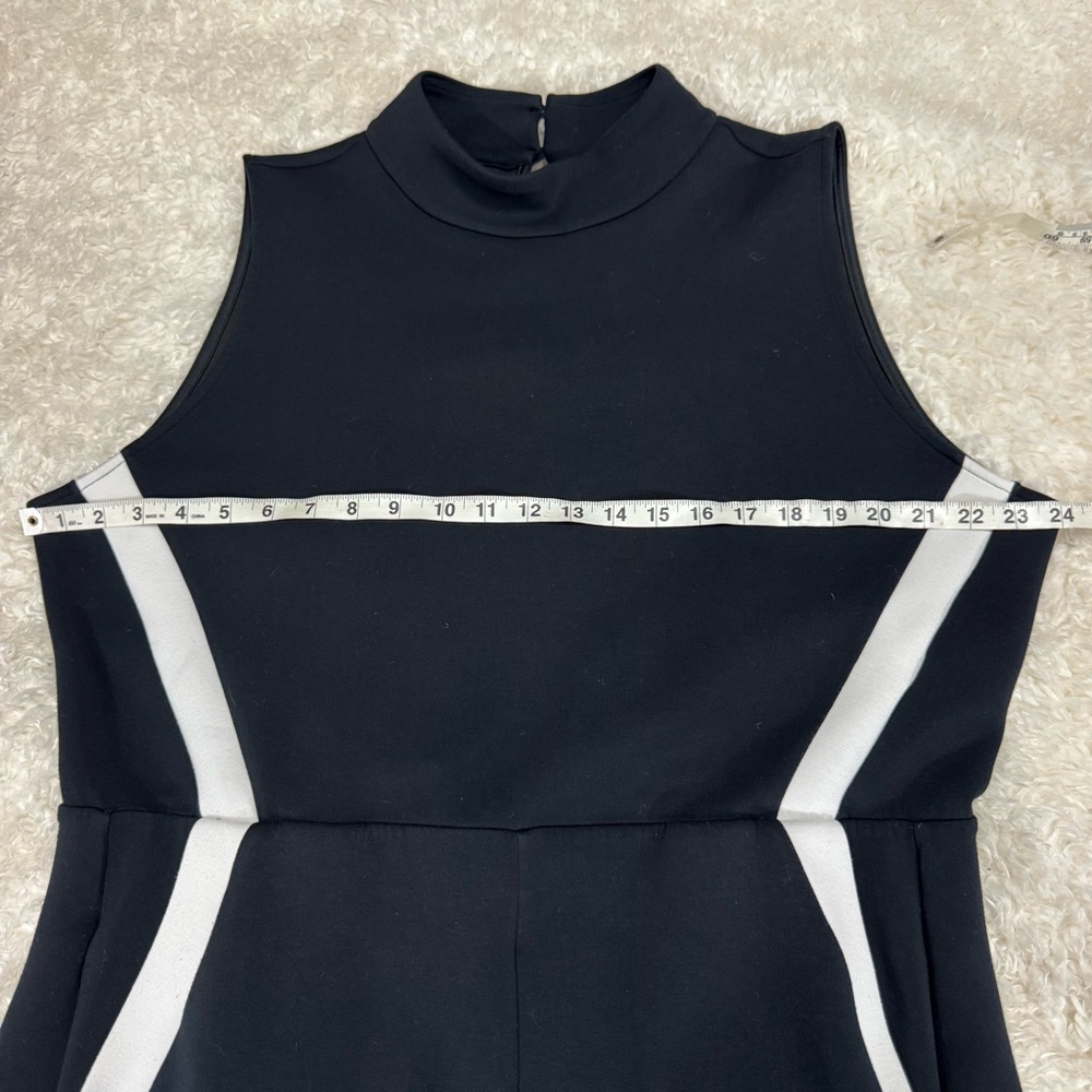 Spanx AirEssentials Mock Neck Striped Track Jumpsuit Very Black Wide Leg Size 2X - Picture 7 of 14